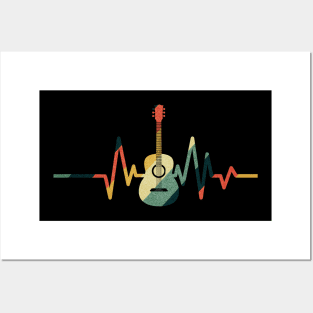 Vintage Guitar Heartbeat Posters and Art